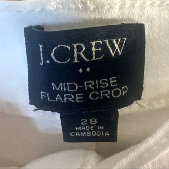 J.Crew Mid Rise Flare Crop Jeans White Raw Hem Size 28 Coastal Preppy - Picture 4 of 7